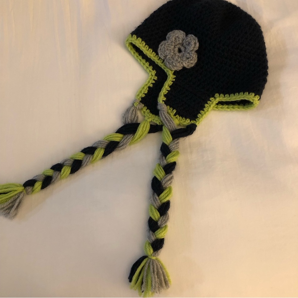 Handmade crochet hat-Seahawks inspired colors